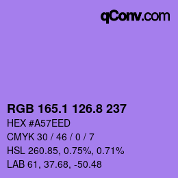カラーコード: RGB 165.1 126.8 237 | qconv.com