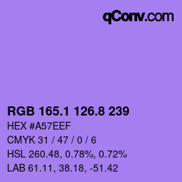 カラーコード: RGB 165.1 126.8 239 | qconv.com