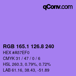 カラーコード: RGB 165.1 126.8 240 | qconv.com