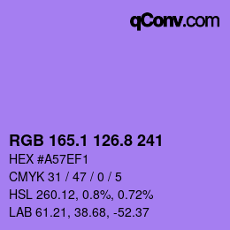 カラーコード: RGB 165.1 126.8 241 | qconv.com