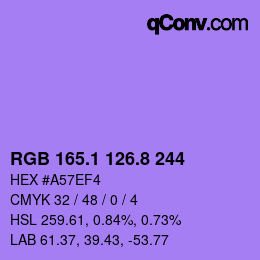 カラーコード: RGB 165.1 126.8 244 | qconv.com
