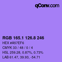 カラーコード: RGB 165.1 126.8 246 | qconv.com