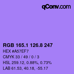 カラーコード: RGB 165.1 126.8 247 | qconv.com