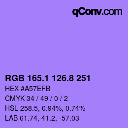 カラーコード: RGB 165.1 126.8 251 | qconv.com