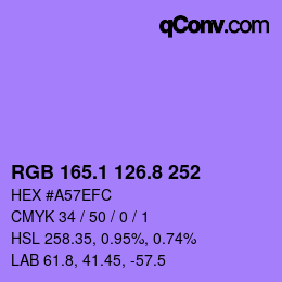 カラーコード: RGB 165.1 126.8 252 | qconv.com