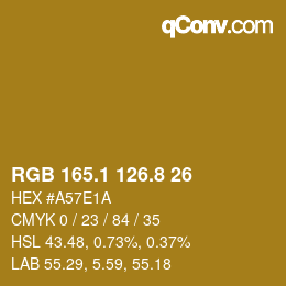 Color code: RGB 165.1 126.8 26 | qconv.com