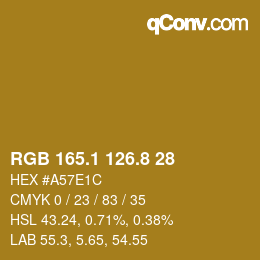 Color code: RGB 165.1 126.8 28 | qconv.com
