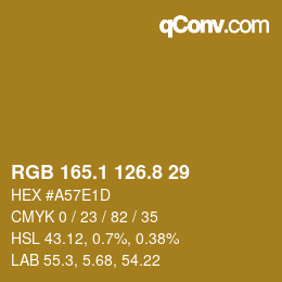 カラーコード: RGB 165.1 126.8 29 | qconv.com