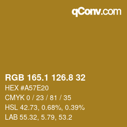 Color code: RGB 165.1 126.8 32 | qconv.com