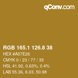 Color code: RGB 165.1 126.8 38 | qconv.com