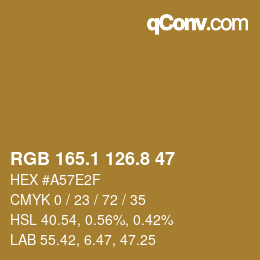 Color code: RGB 165.1 126.8 47 | qconv.com