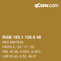 Color code: RGB 165.1 126.8 48 | qconv.com