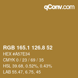Color code: RGB 165.1 126.8 52 | qconv.com