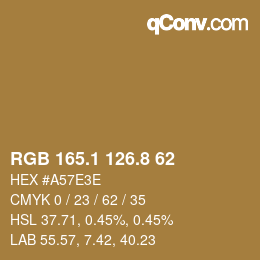 Color code: RGB 165.1 126.8 62 | qconv.com
