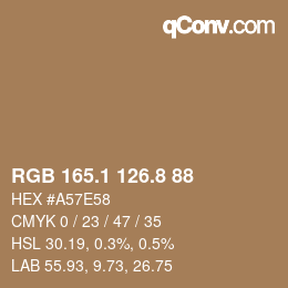 Color code: RGB 165.1 126.8 88 | qconv.com