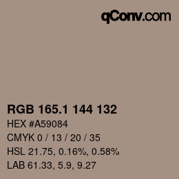 Color code: RGB 165.1 144 132 | qconv.com