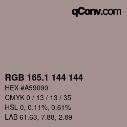 Color code: RGB 165.1 144 144 | qconv.com