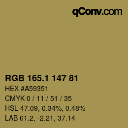 カラーコード: RGB 165.1 147 81 | qconv.com