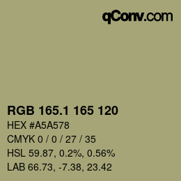カラーコード: RGB 165.1 165 120 | qconv.com