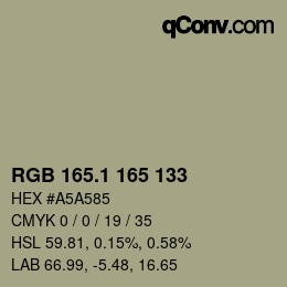 カラーコード: RGB 165.1 165 133 | qconv.com