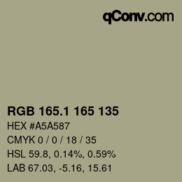カラーコード: RGB 165.1 165 135 | qconv.com