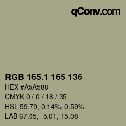 カラーコード: RGB 165.1 165 136 | qconv.com