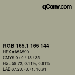 カラーコード: RGB 165.1 165 144 | qconv.com