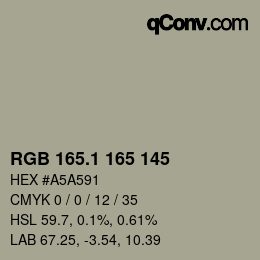 Color code: RGB 165.1 165 145 | qconv.com