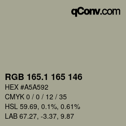 カラーコード: RGB 165.1 165 146 | qconv.com
