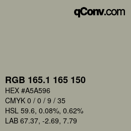 カラーコード: RGB 165.1 165 150 | qconv.com