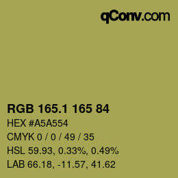 カラーコード: RGB 165.1 165 84 | qconv.com