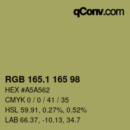 カラーコード: RGB 165.1 165 98 | qconv.com