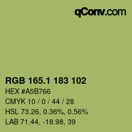 カラーコード: RGB 165.1 183 102 | qconv.com