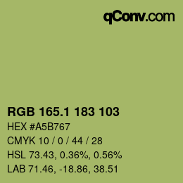 カラーコード: RGB 165.1 183 103 | qconv.com