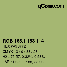 カラーコード: RGB 165.1 183 114 | qconv.com
