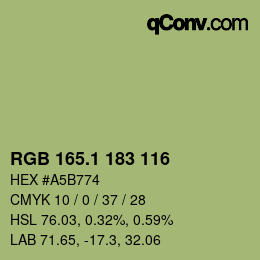 カラーコード: RGB 165.1 183 116 | qconv.com