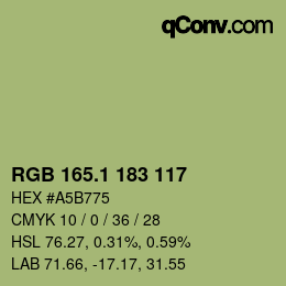 カラーコード: RGB 165.1 183 117 | qconv.com