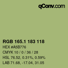 カラーコード: RGB 165.1 183 118 | qconv.com