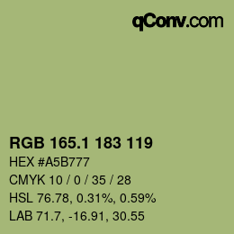 カラーコード: RGB 165.1 183 119 | qconv.com