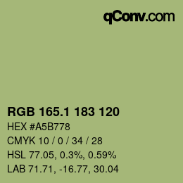 カラーコード: RGB 165.1 183 120 | qconv.com