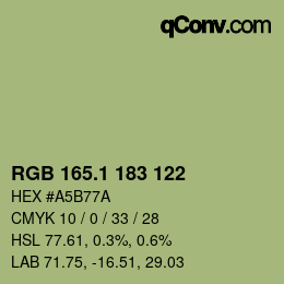 カラーコード: RGB 165.1 183 122 | qconv.com