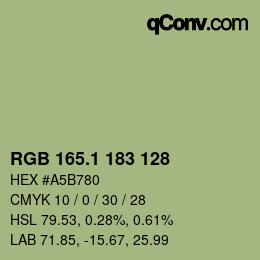 カラーコード: RGB 165.1 183 128 | qconv.com