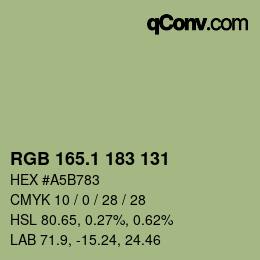 カラーコード: RGB 165.1 183 131 | qconv.com