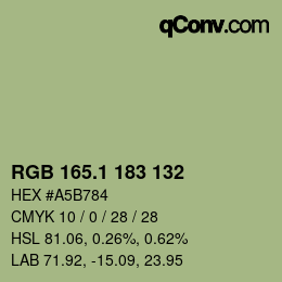 カラーコード: RGB 165.1 183 132 | qconv.com