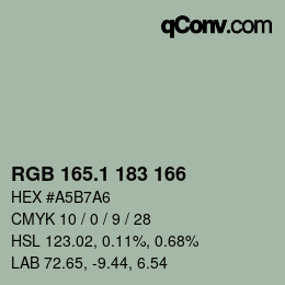 カラーコード: RGB 165.1 183 166 | qconv.com