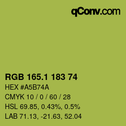 カラーコード: RGB 165.1 183 74 | qconv.com