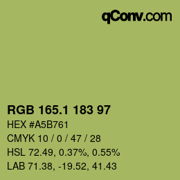 カラーコード: RGB 165.1 183 97 | qconv.com