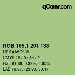 カラーコード: RGB 165.1 201 133 | qconv.com