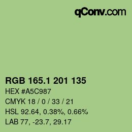 カラーコード: RGB 165.1 201 135 | qconv.com