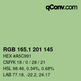 カラーコード: RGB 165.1 201 145 | qconv.com